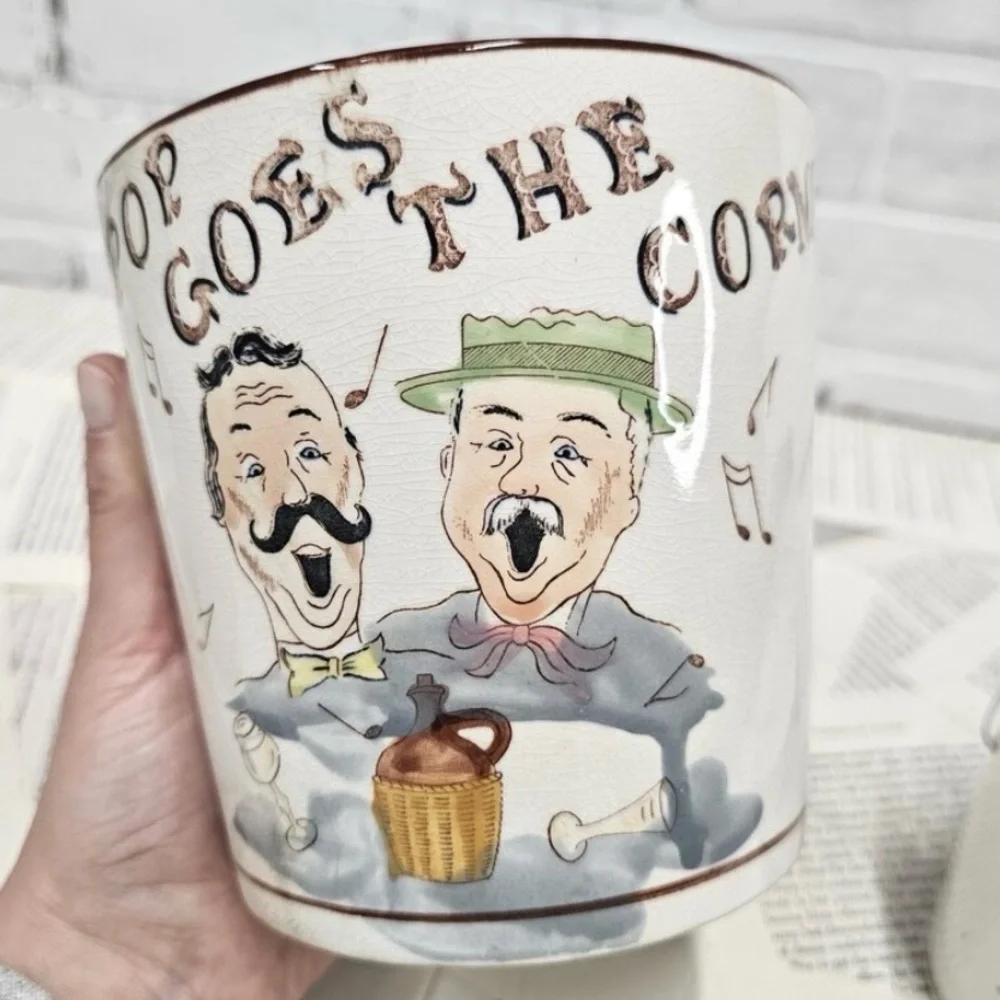 Vintage 50’s TILSO 3-pcs Hand-painted Ceramic Snack Bucket #0301265